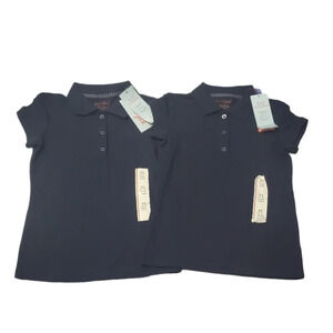 NWT Cat & Jack Girl's Navy Blue Uniform Polo Shirts 2 PK XS 4/5